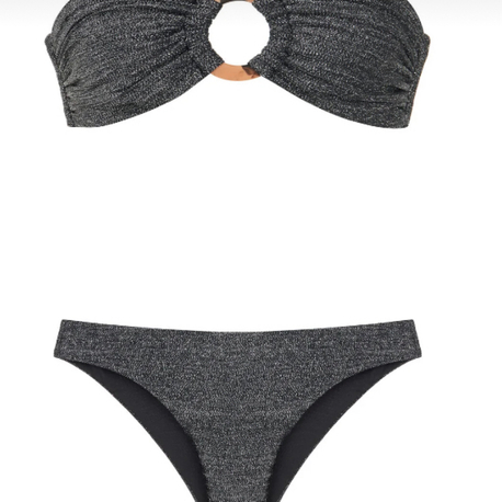 Toka detaylı simli siyah bikini takımı