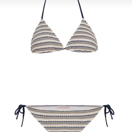 Triko desenli üçgen bikini takımı