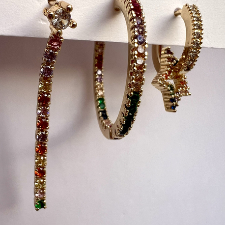 Üçlü set rainbow küpe