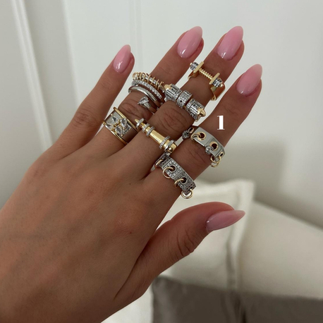 No strass chain yüzük