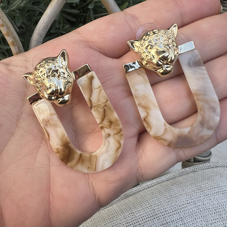 Bej tiger küpe