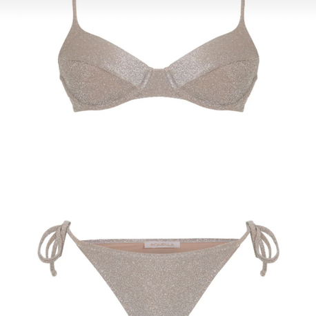 Lurex gümüş gri balenli bikini takımı