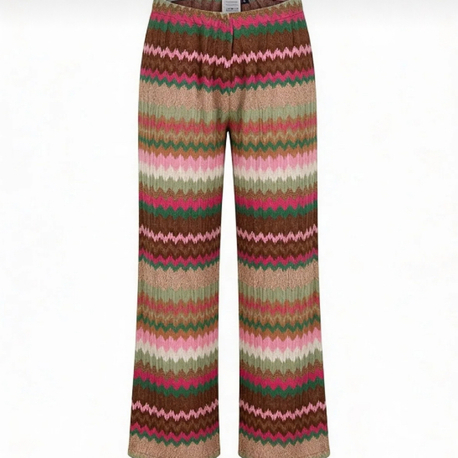 Çok renkli desenli triko pantolon