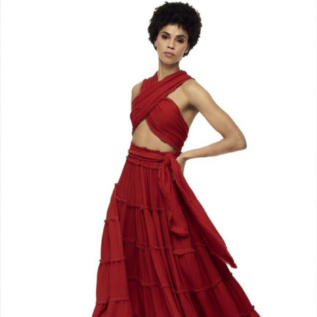 Kırmızı müslin maxi elbise 4153