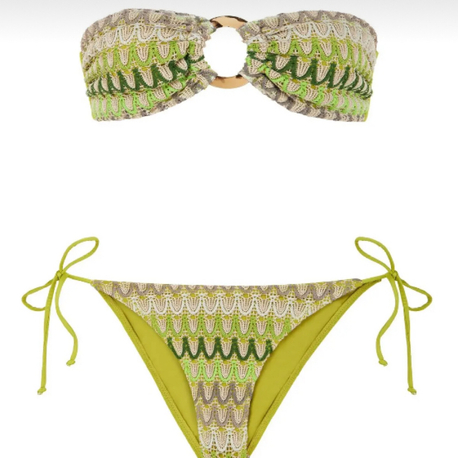 Straplez triko yeşil bikini takımı