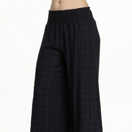 Siyah dokuma beli lastikli pantolon 5256
