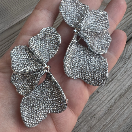 Silver floral büyük küpe
