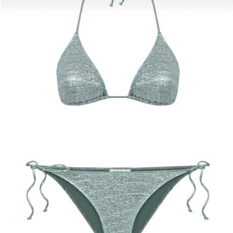 Parlak yeşil üçgen bikini takımı