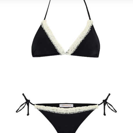Dantel detaylı siyah bikini takımı