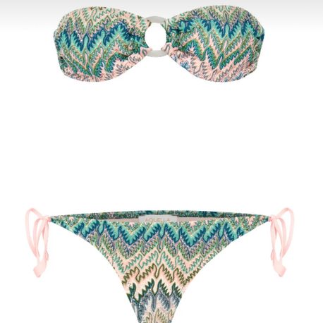 Tokalı triko straplez bikini takımı