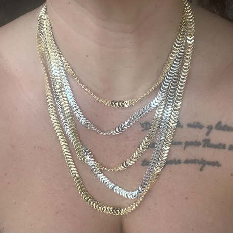Gold silver mix çoklu kolye