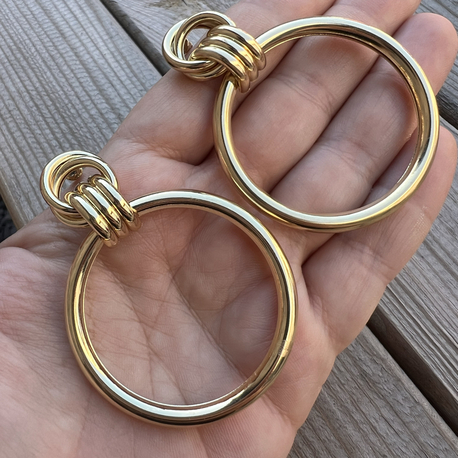 Round gold küpe