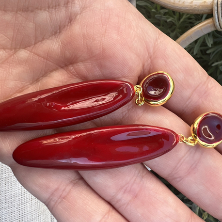 Bordo sarkıt küpe