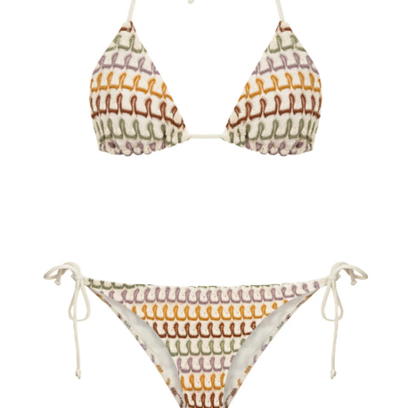 Çok renkli triko bikini takımı