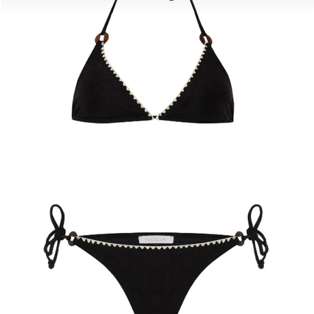 Süet dokulu siyah bikini takımı