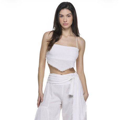 Müslin pantolon crop takım beyaz 6236-5245