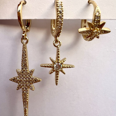Üçlü set galaxz gold küpe
