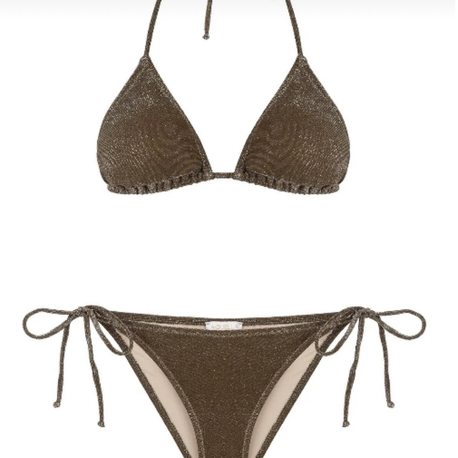 Haki yeşil lurex bikini takımı 