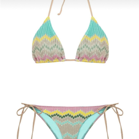 Zigzaglı çok renkli bikini takımı