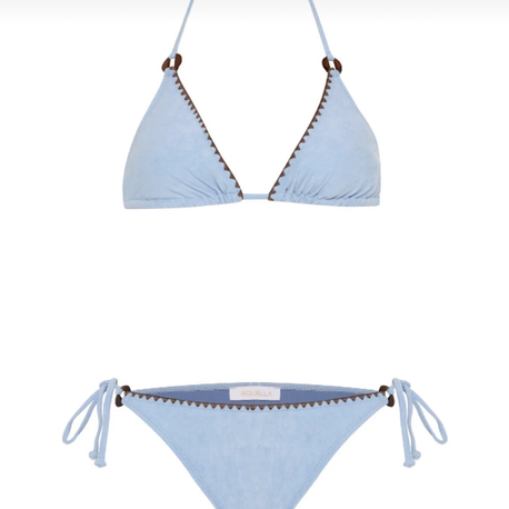 Süet dokulu açık mavi bikini takımı