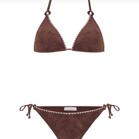 Süet dokulu acı kahve bikini takımı
