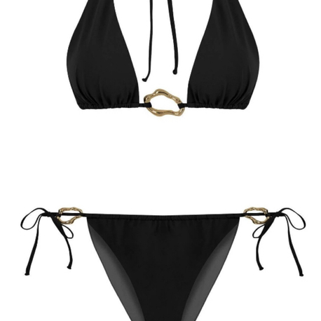 Aksesuarlı siyah bikini takımı
