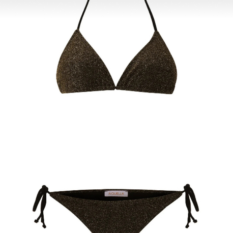 Koyu yeşil simli lurex bikini takımı