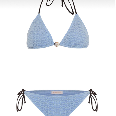 Triko Açık mavi taş aksesuarlı bikini takımı