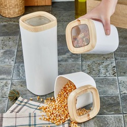 BONNY ERZAK SAKLAMA KABI AHŞAP KAPLAMA KAPAK RENKLİ HAZNE 600 ML