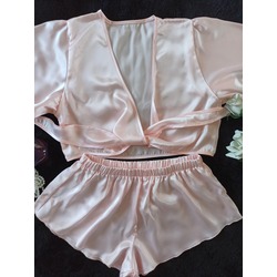 Saten pijama takımı toz pembe