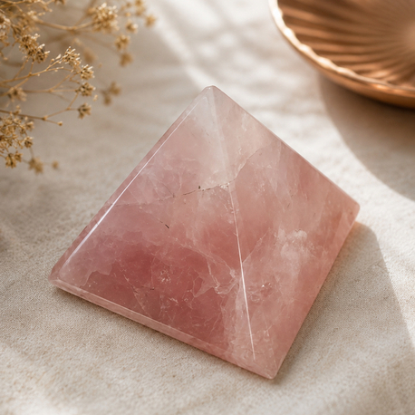 Mini Pembe Kuvars Kütle Piramit 