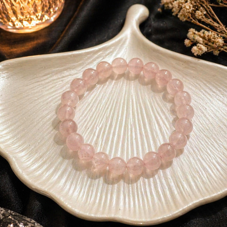 Pembe kuvars bileklik (“Aşk • Şefkat • Kalp Şifası”)