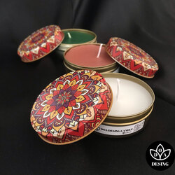 Mandala Desenli Metal Kapaklı Mum