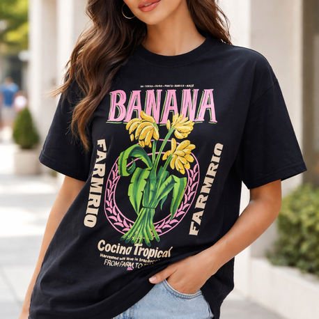 Farm rio babana baskılı siyah tshirt 