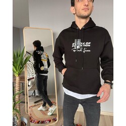 BASKILI KAPÜŞONLU SWEATSHİRT 