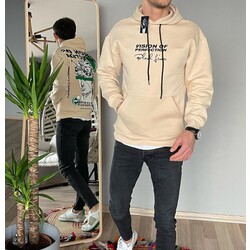 BASKILI KAPÜŞONLU SWEATSHİRT 