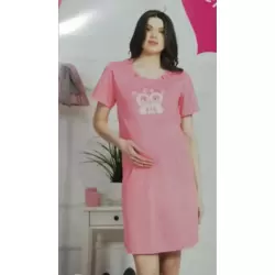 DP GİYİM - Lohusa Hamile Gecelik Pamuklu Pembe Tavşan Desenli