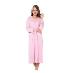 DP GİYİM - Hamile-lohusa Uzun Kollu Gecelik Kadın Pijama Gecelik