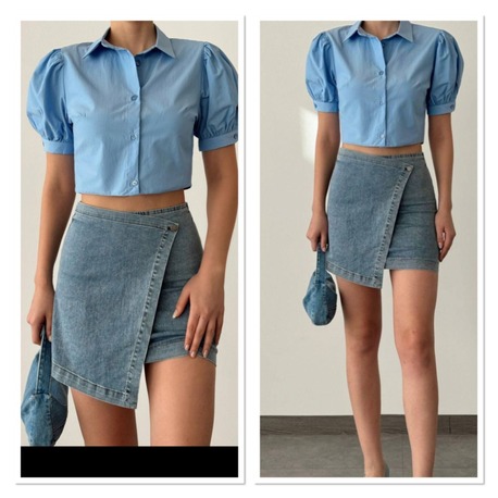  Asimetrik Kesimli Denim Mini Etek ( KALIP DARDIR )