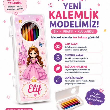 Kisiye Özel Prenses Temali Kalemlik