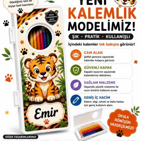 Kisiye ozel kaplanli kalemlik