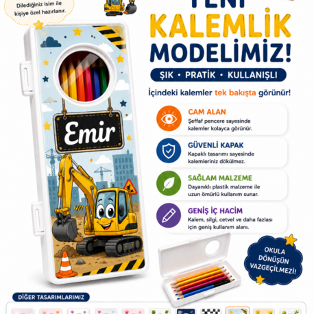 Kisiye Ozel Kepçeli kalem kutusu
