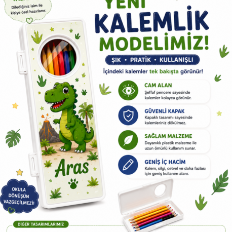 Kisiye Ozel Dinozor Temali Kalemlik