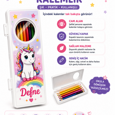 Unicorn temali kisiye ozel kalemlik