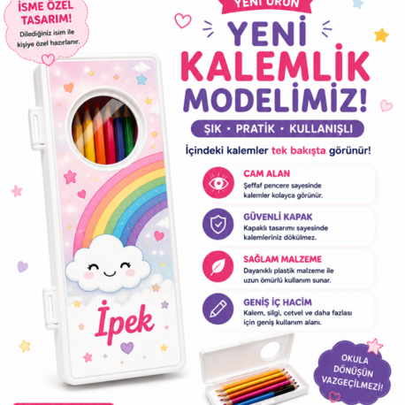 Kisiye Ozel Gokkusakli kalemlik