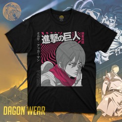 Attack on Titan Mikasa Oversize Siyah Tişört