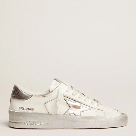 Golden Goose Stardan sneakers with silver metallic leather star and heel tab