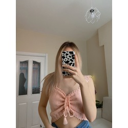 Pembe Büzgülü Crop♡