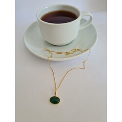 oval yeşil akik 