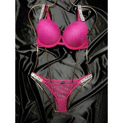 Victoria Secret Taşlı Bordo Sütyen Takım